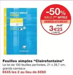 Monop' Feuilles simples clairefontaine offre