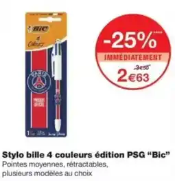 Monop' Stylo bille 4 couleurs édition psg bic offre
