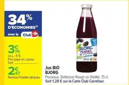 Carrefour BJORG Jus bio offre