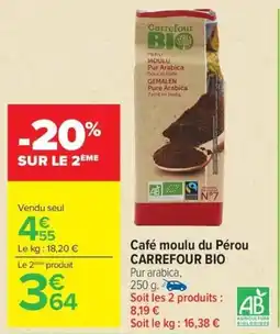 Carrefour CARREFOUR BIO Café moulu du Pérou offre
