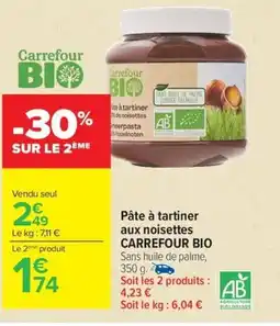 Carrefour CARREFOUR BIO Pâte à tartiner aux noisettes offre