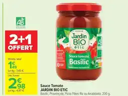 Carrefour JARDIN BIO ETIC Sauce tomate offre