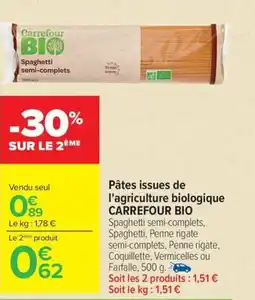 Carrefour CARREFOUR BIO Pâtes issues de l'agriculture biologique offre