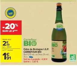 Carrefour I.G.P. CARREFOUR BIO Cidre de Bretagne offre