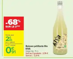 Carrefour KIVA Boisson pétillante Bio offre