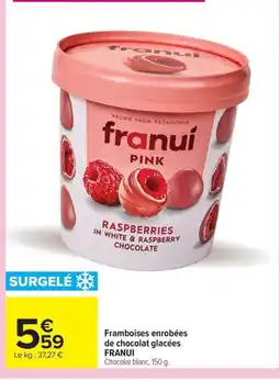 Carrefour FRANUI Framboises enrobées de chocolat glacées offre