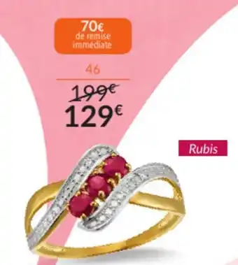 Auchan Bague or 375 Millièmes Rhodié Rubis Et Diamants offre