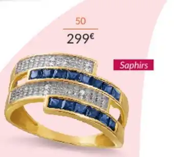 Auchan Bague or 375 Millièmes Rhodié Saphirs Et Diamants offre