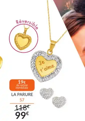 Auchan Parure Collier + Boucles d'Oreilles or 375 Millièmes Et Cristaux offre