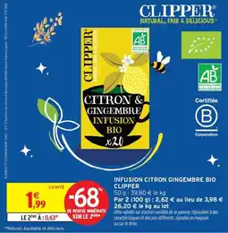 Intermarché Infusion citron gingembre bio clipper offre