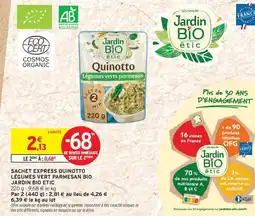 Intermarché Sachet express quinotto légumes vert parmesan bio jardin bio etic offre