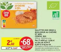 Intermarché Galettes bio orge & boulgour au chèvre et miel céréal bio offre
