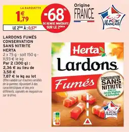 Intermarché Lardons fumés conservation sans nitrite herta offre