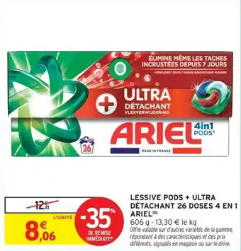 Lessive pods + ultra détachant 26 doses 4 en 1 ariel