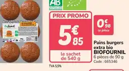 Promocash BIOFOURNIL Pains burgers extra bio offre