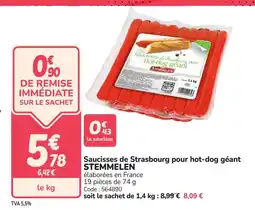 Promocash STEMMELEN Saucisses de Strasbourg pour Hot-dog géant offre