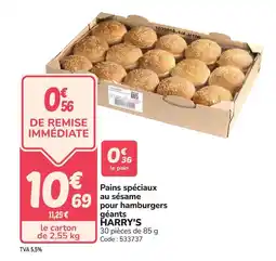 Promocash HARRYS Pains spéciaux au sésame pour hamburgers géants offre