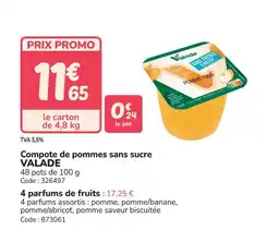 Promocash VALADE Compote de pommes sans sucre offre