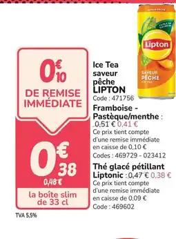 Promocash LIPTON Ice Tea saveur pêche offre