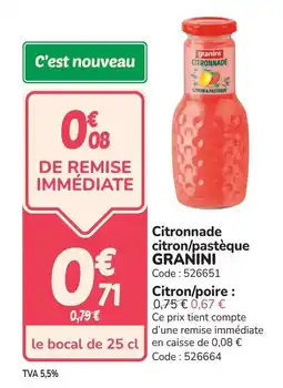 Promocash GRANINI Citronnade citron/pastèque offre