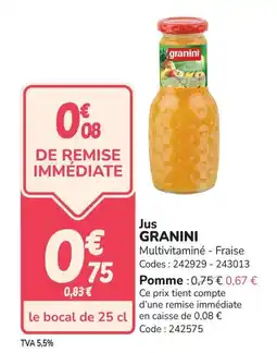 Promocash GRANINI Jus offre