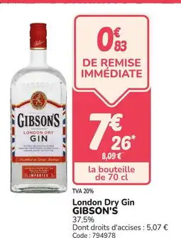 Promocash GIBSON'S London Dry Gin offre