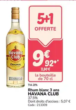 Promocash HAVANA CLUB Rhum blanc 3 ans offre