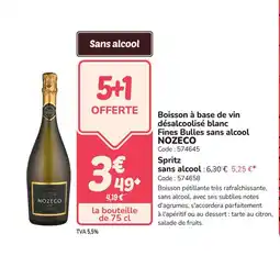 Promocash NOZECO Boisson à base de vin désalcoolisé blanc Fines Bulles sans alcool offre