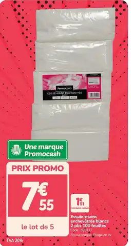 Promocash Essuie-mains enchevêtrés blancs 2 plis 100 feuilles offre