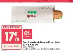 Promocash Sacs à sandwich blancs décor plaisir offre