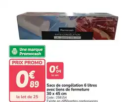 Promocash Sacs de congélation 6 litres avec liens de fermeture offre