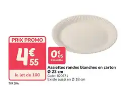 Promocash Assiettes rondes blanches en carton offre