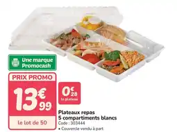 Promocash Plateaux repas 5 compartiments blancs offre