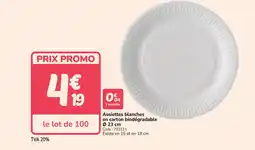 Promocash Assiettes blanches en carton biodégradable offre