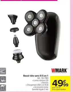 Carrefour WMARK Rasoir tête sans fil 5 en 1 offre