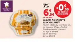 Hyper U Glaces ou sorbets les cigalines offre