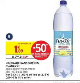Intermarché PLANCOËT Limonade sans sucres offre