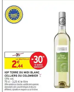 Intermarché CELLIERS DU COLOMBIER Igp terre du midi blanc offre