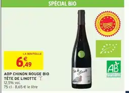 Intermarché TÊTE DE LINOTTE Aop chinon rouge bio offre