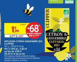 Intermarché CLIPPER Infusion citron gingembre bio offre
