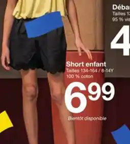 Zeeman Short enfant offre