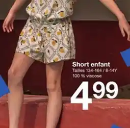 Zeeman Short enfant offre