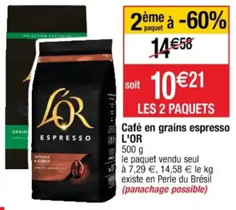 Cora x Carrefour Café en grains espresso L'OR offre