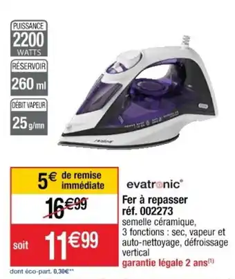 Cora x Carrefour Fer A Repasser Rèf. 002273 offre
