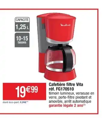 Cora x Carrefour Cafetière Filtre Vita Rèf. FG170510 offre