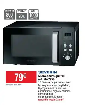 Cora x Carrefour Micro-Ondes Gril 20 L Rèf.MW7750 offre