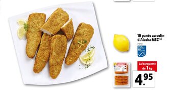 Lidl 10 panés au colin d'Alaska MSC offre