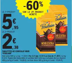 E.Leclerc Poulain tablettes de chocolat noir noir extra offre