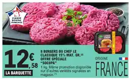 E.Leclerc Socopa 8 burgers du chef le classique 15% mat. gr offre