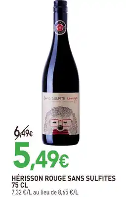 naturéO Hérisson rouge sans sulfites offre